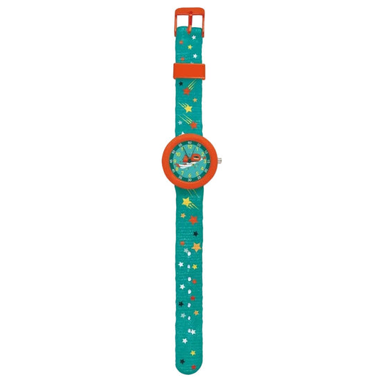 analoog kinderhorloge met superheld thema van djeco