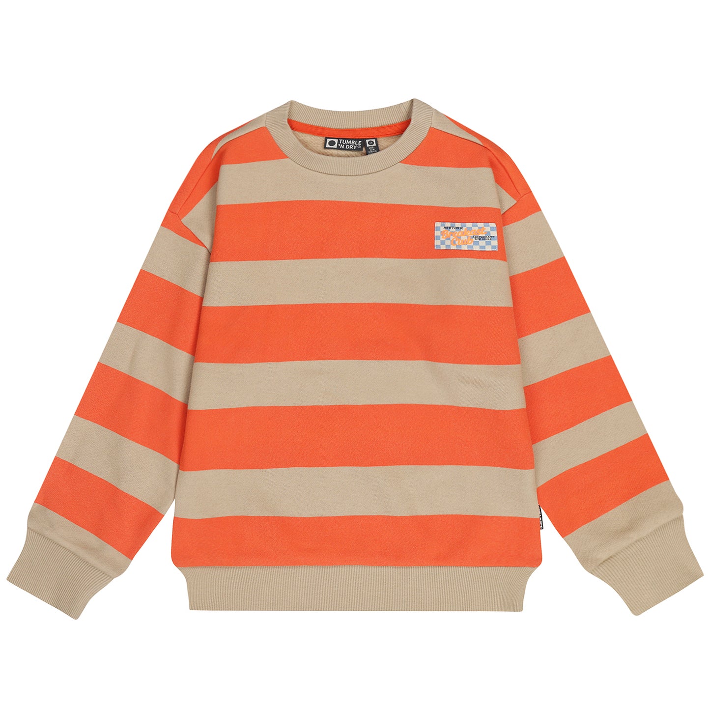 Oranje en ecru gestreepte sweater voor jongens van Tumble'N Dry.