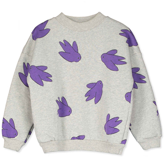 Sweater Flowing Birds Lgt Grey Mel.