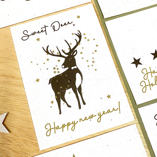Wenskaart Flowers Sweet Deer Gold