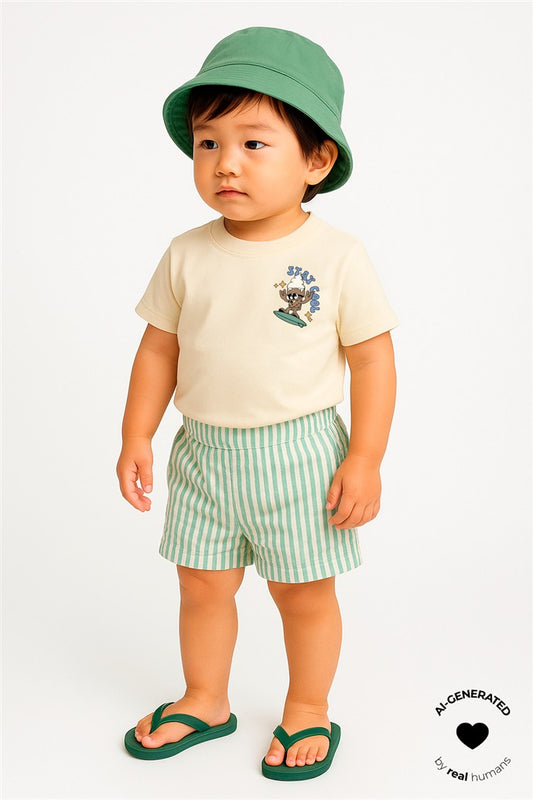 jongen draagt tshirt tab van the new voorzijde