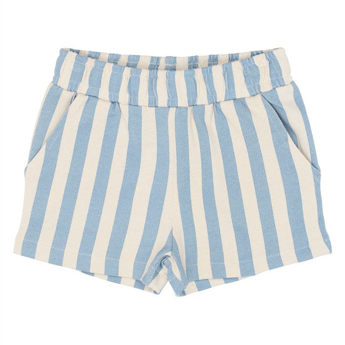 lichtblauw gestreepte short voor peuters van the new