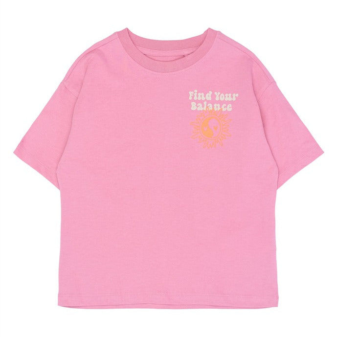 roze kindertshirt met opdruk find your balance van the new