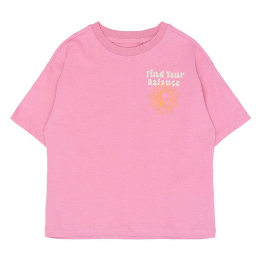 roze kindertshirt met opdruk find your balance van the new