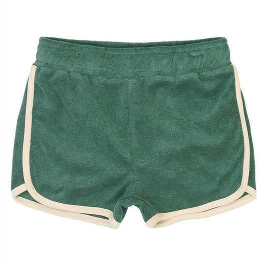 donkergroene short voor peuters in badstof van the new
