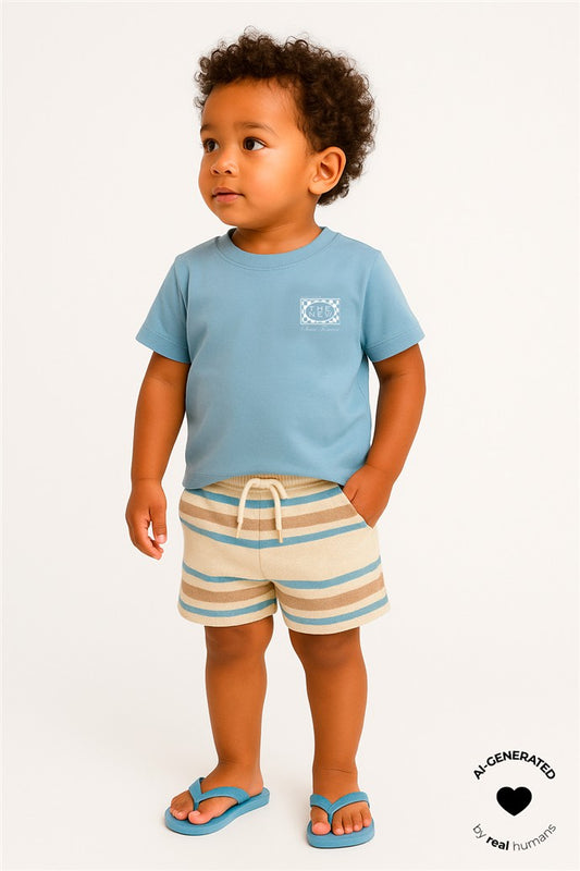 jongen draagt short theodor multi striped