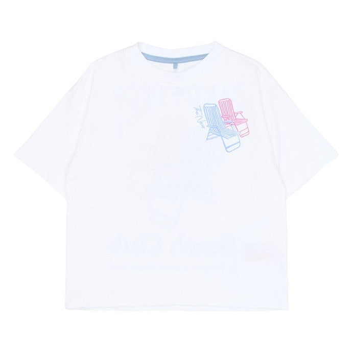 witte kindertshirt met strandstoelen van the new