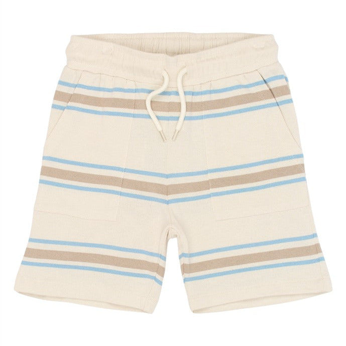 ecru short voor kinderen met strepen van the new