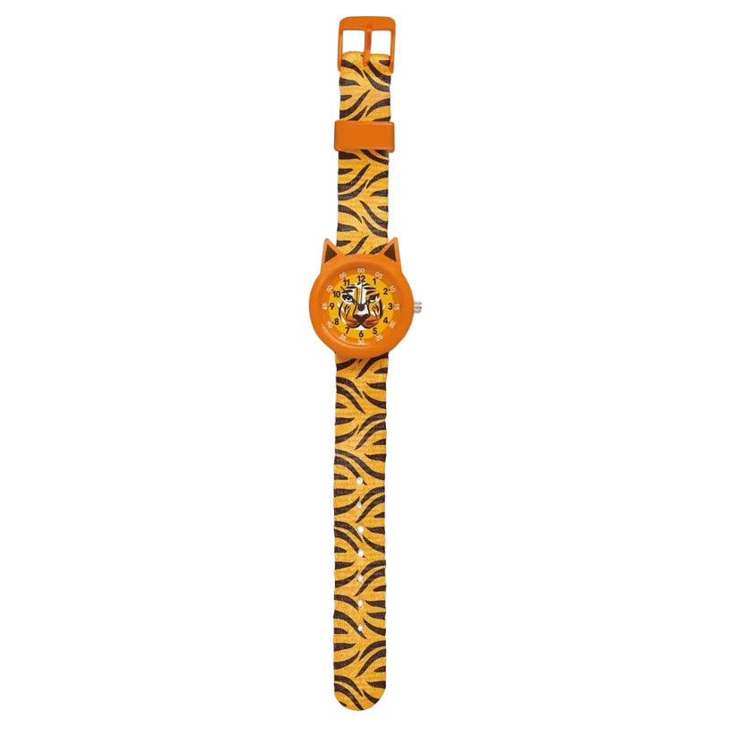 analoog kinderhorloge in tijgerthema van djeco