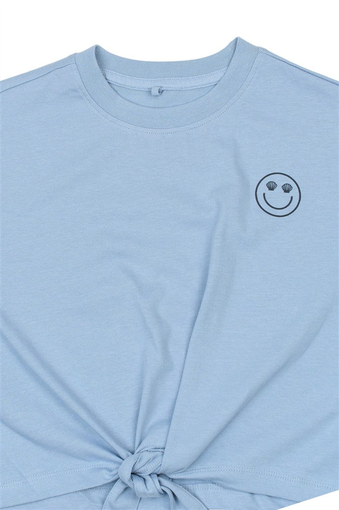 detail smiley print op voorzijde