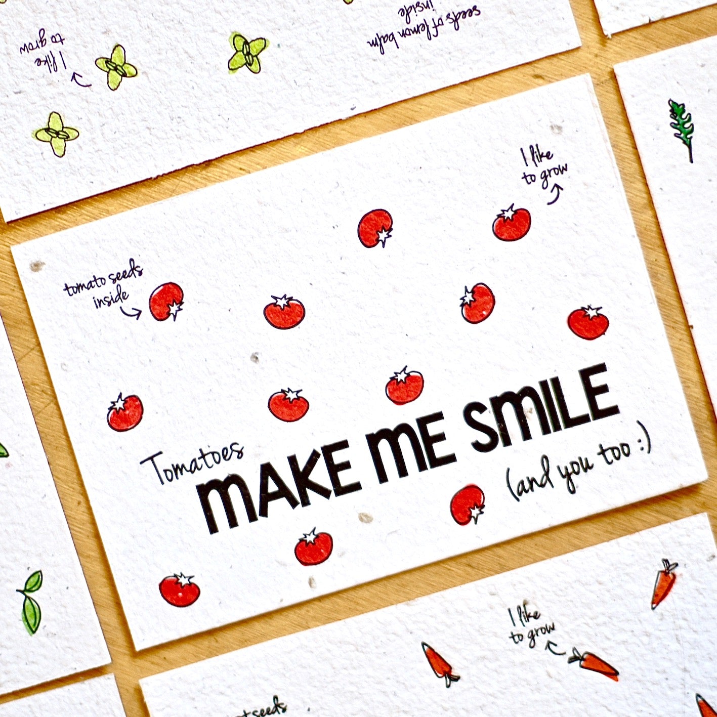 Wenskaart Tomatoes Make Me Smile
