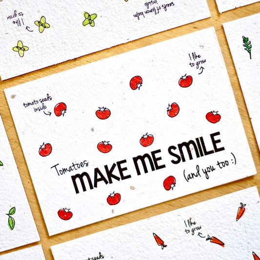Wenskaart Tomatoes Make Me Smile