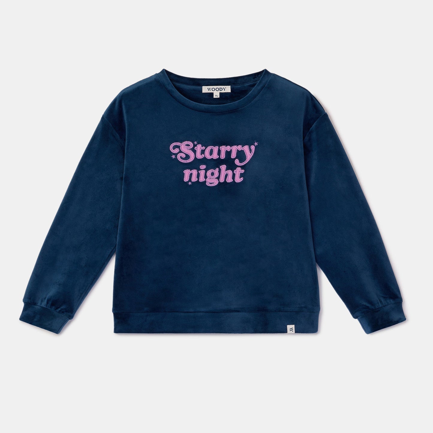 Donkerblauwe pyjama van velours voor kinderen.