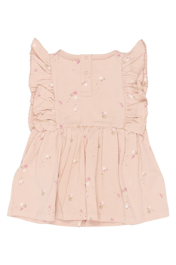 achterzijde tova bodydress met schelpen print vna the new