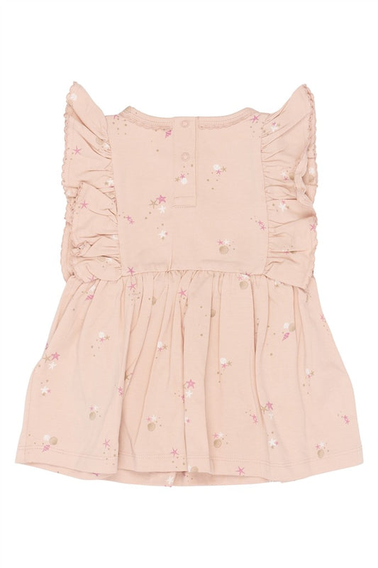 achterzijde tova bodydress met schelpen print vna the new