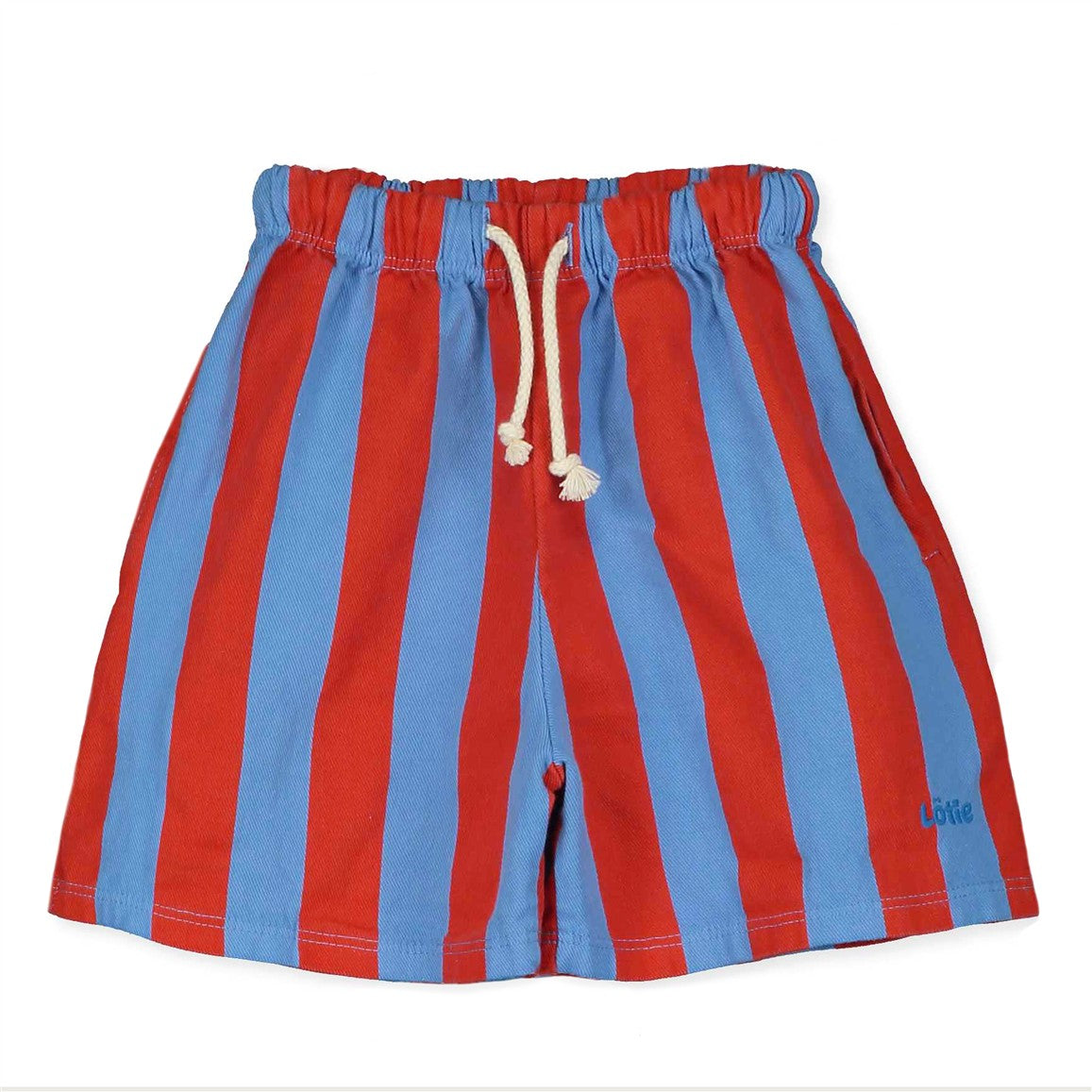 Rood-blauw gestreepte kinderbermuda van Lötiekids