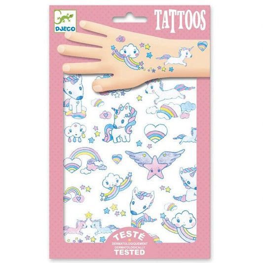 set tijdelijke tattoos met eenhoorns van djeco