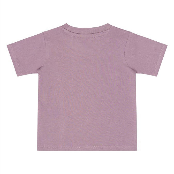 Achterzijde van het roze peuter meisjes T-shirt zonder print.