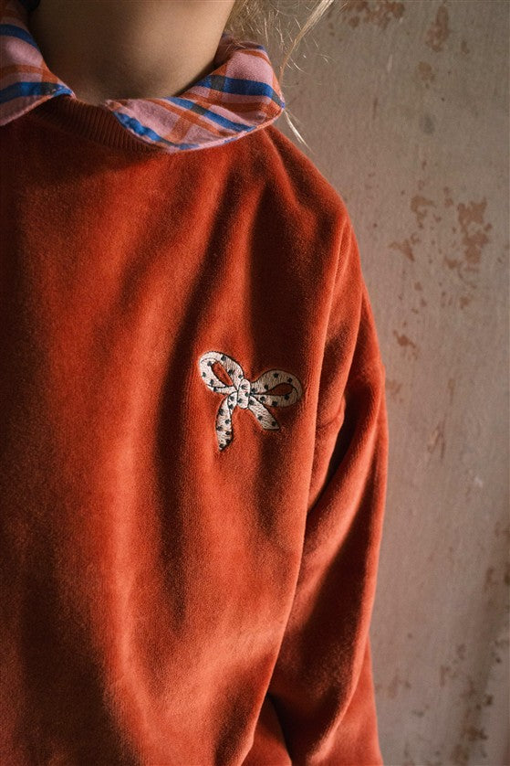 Sweater Velvet Bow Clay