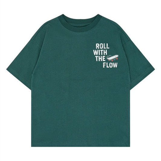 verner tshirt voor jongens voorzijde met print roll with the flow