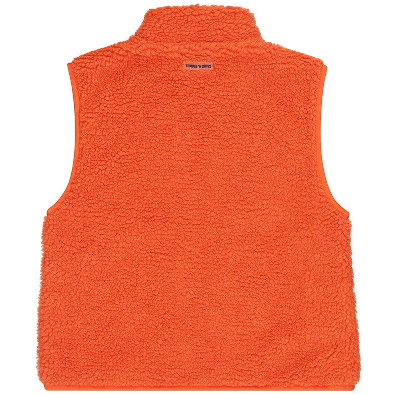 Achterzijde van de oranje teddy bodywarmer voor jongens van Tumble'N Dry.