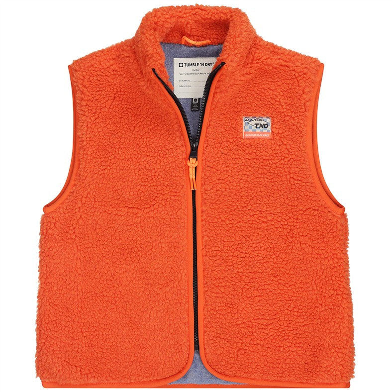 Oranje teddy bodywarmer voor jongens van Tumble'N Dry.