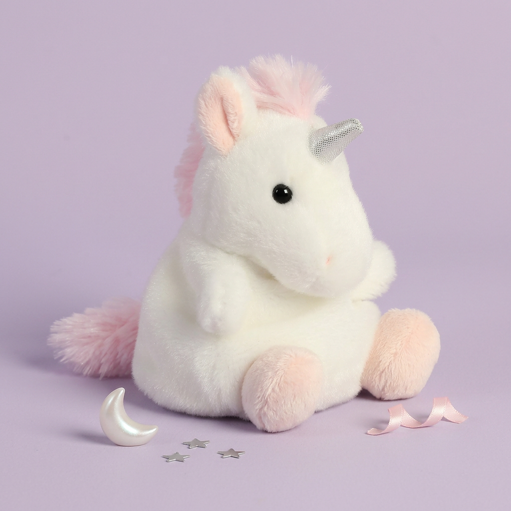 Vierkante studiofoto van Naughty Unicorn met maan en sterretjes