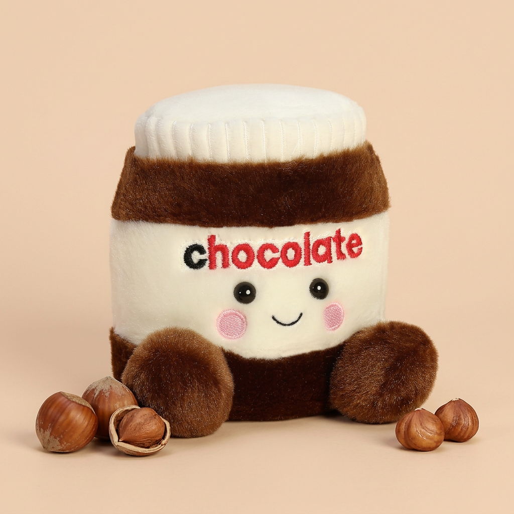 Vierkante studiofoto van Silky Chocolate Spread met hazelnoten