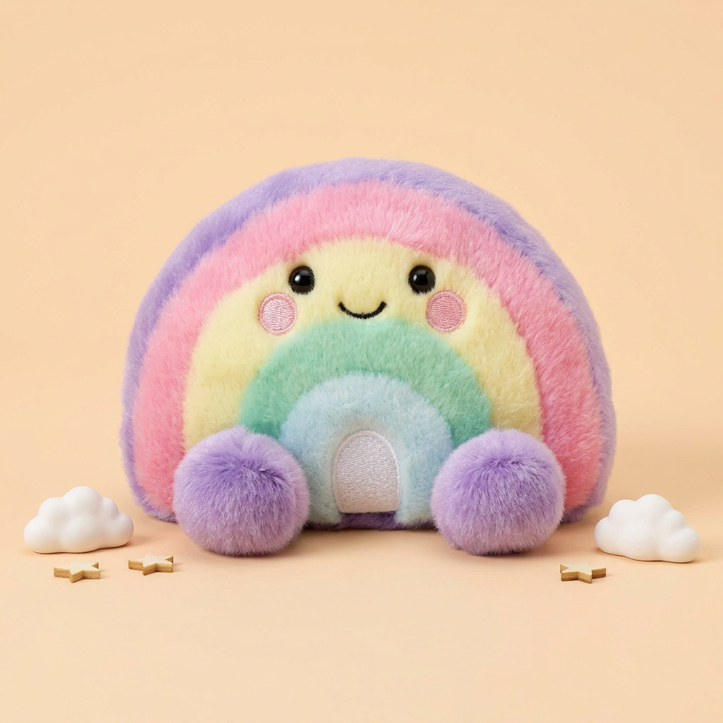 Vierkante studiofoto van Vivi Rainbow met wolkjes en sterretjes