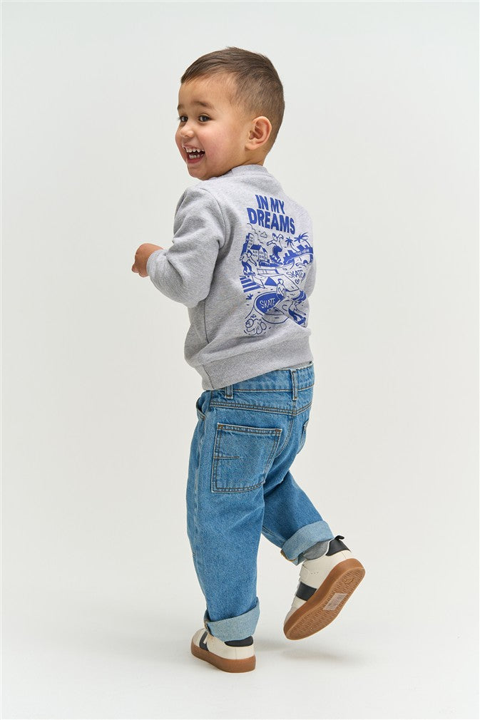 Peuter sweater in grey melange met stoere uitstraling.