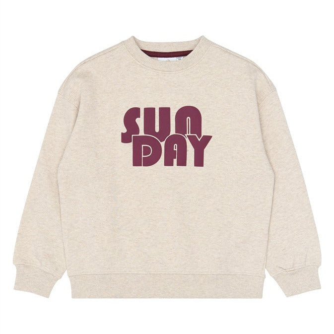 Beige melange sweater voor meisjes met SUN DAY opdruk van the new