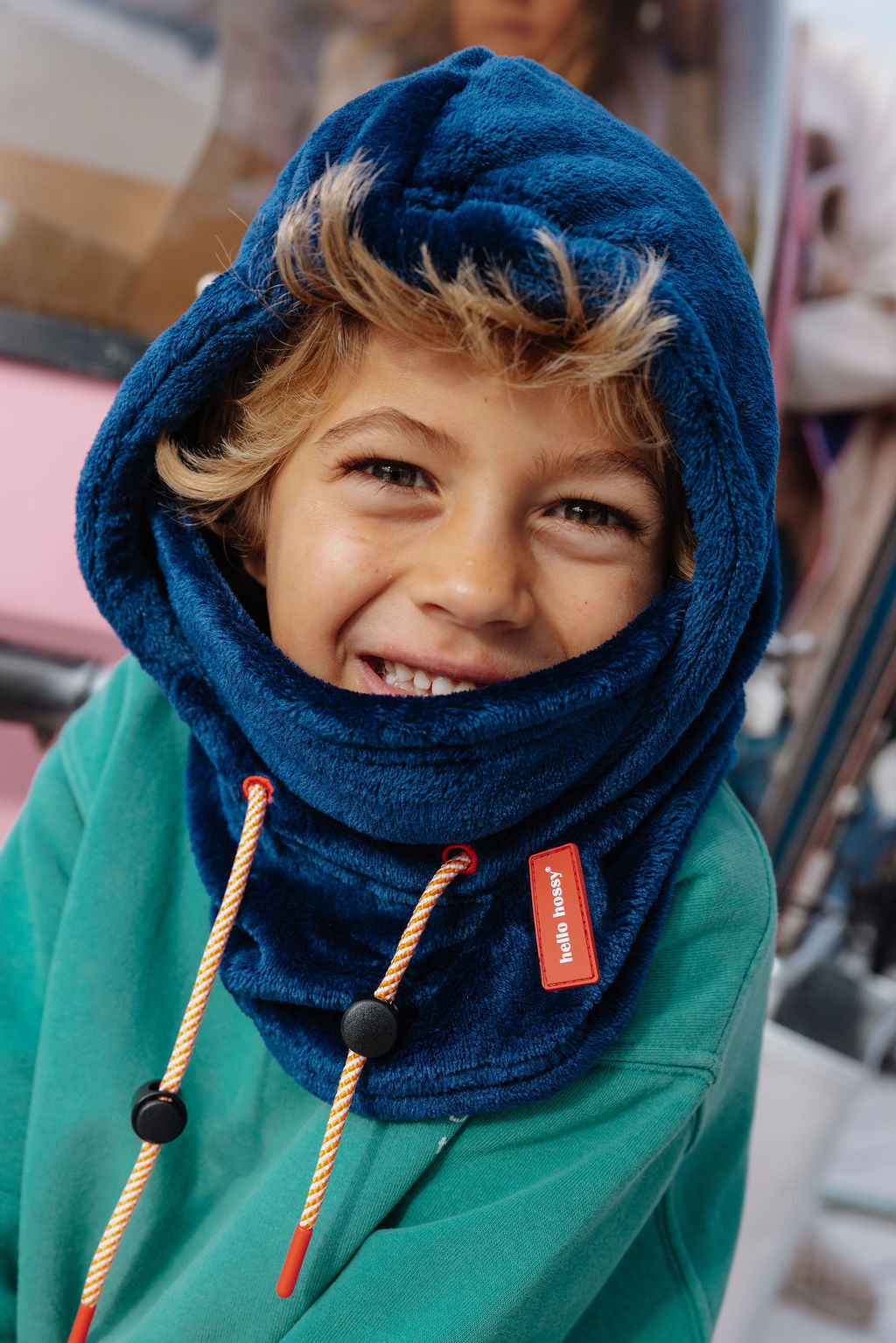 Kinder balaclava in donkerblauw met warme fleece stof.