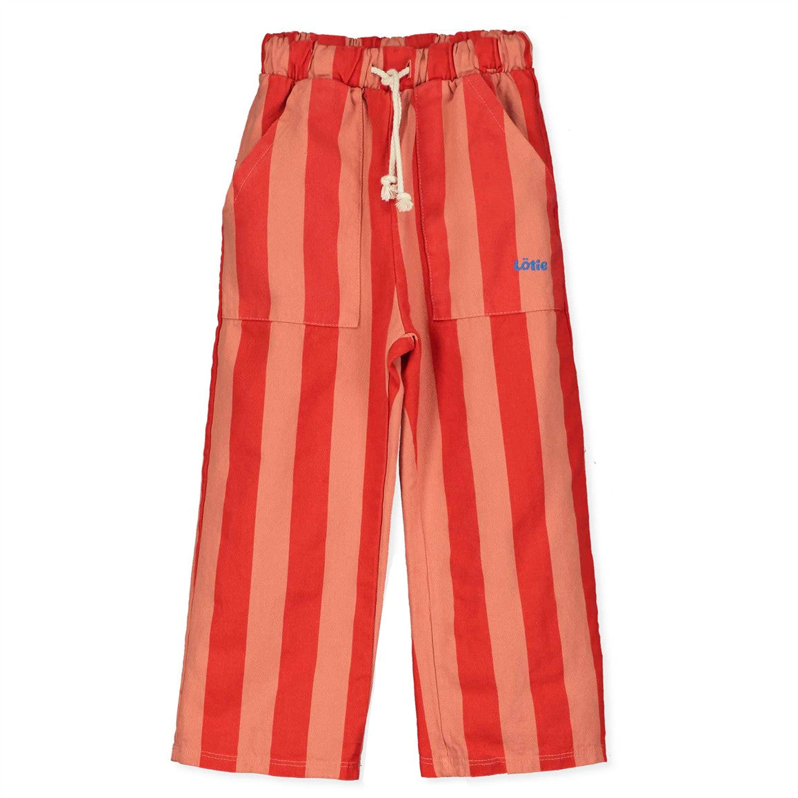 Rood gestreepte wijde kinderbroek van Lötiekids