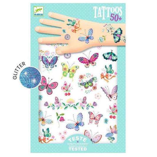 tijdelijke tattoos van glinsterende vlinders