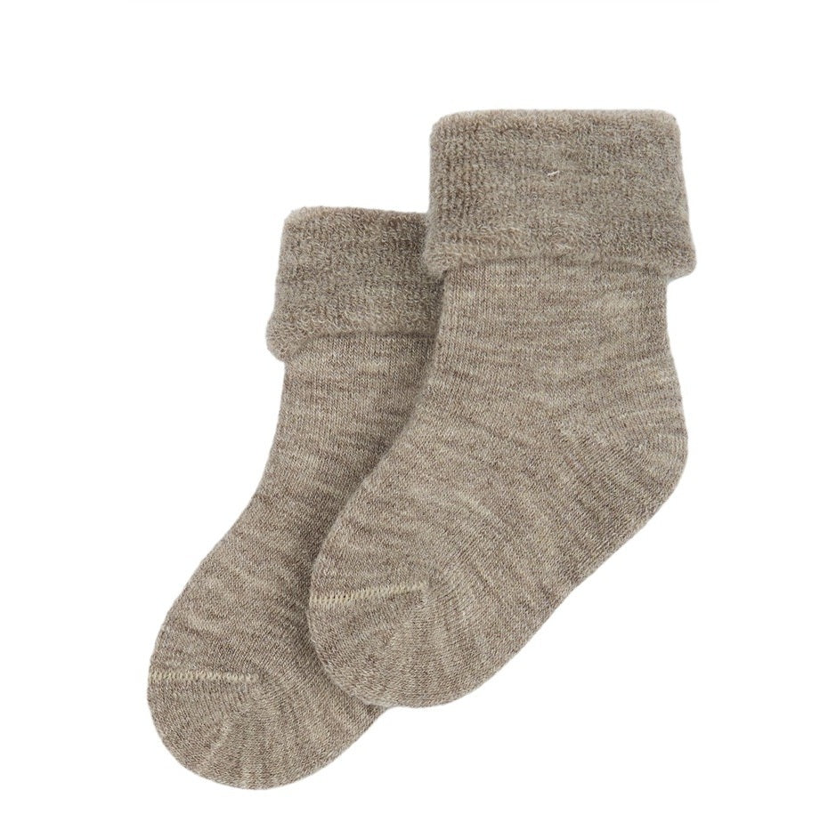 Wollen babysokken in Brown Melange.