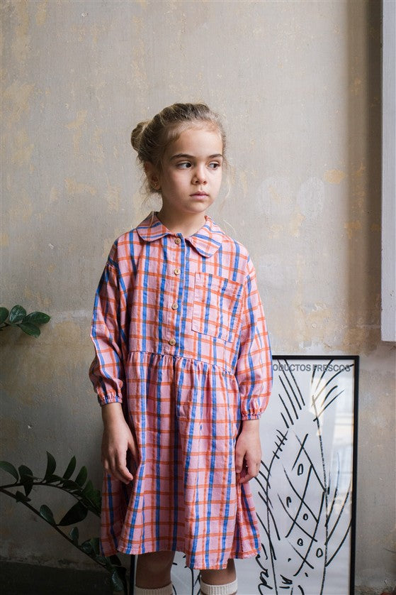 Jurk Woven Checks Rose