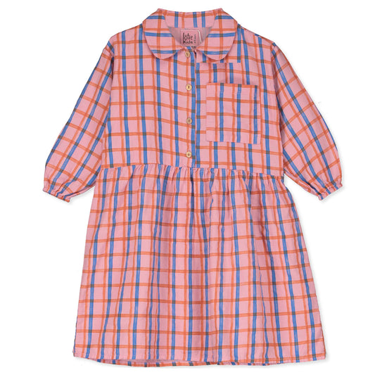 Jurk Woven Checks Rose