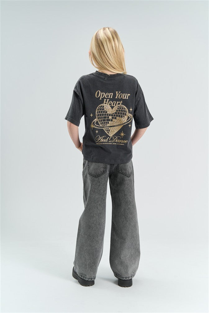 Zwart shirt met Open Your Heart print
