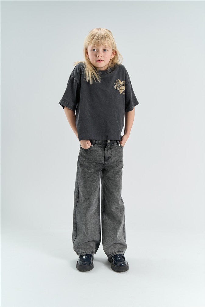 Meisjes T-shirt met goudkleurige rugprint