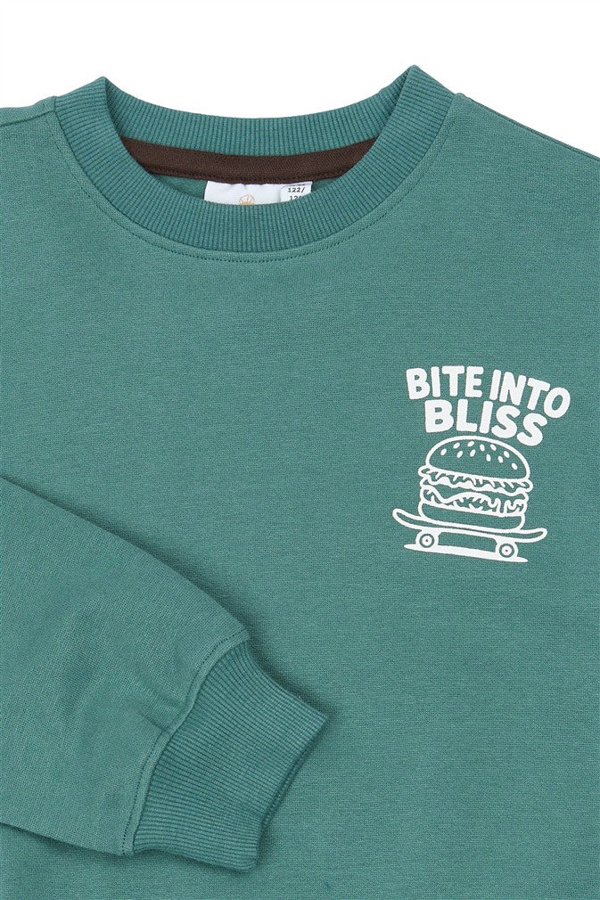 Groene sweater met hamburgertent